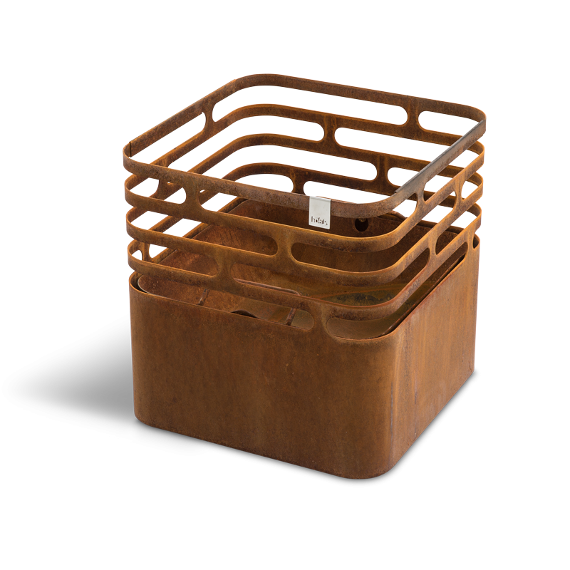 CUBE Feuerkorb Cortenstahl