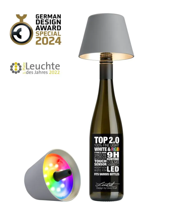 Sompex Top 2.0   Akku Leuchte grau