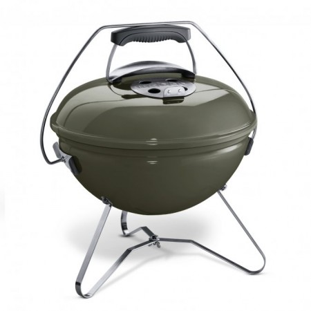 Smokey Joe Premium, 37 cm, Smoke grey mit Tragebügel als Deckelhalter