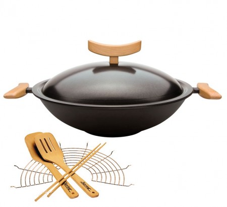 Spring Gusswok mit Zubehör-Set, 6-teilig