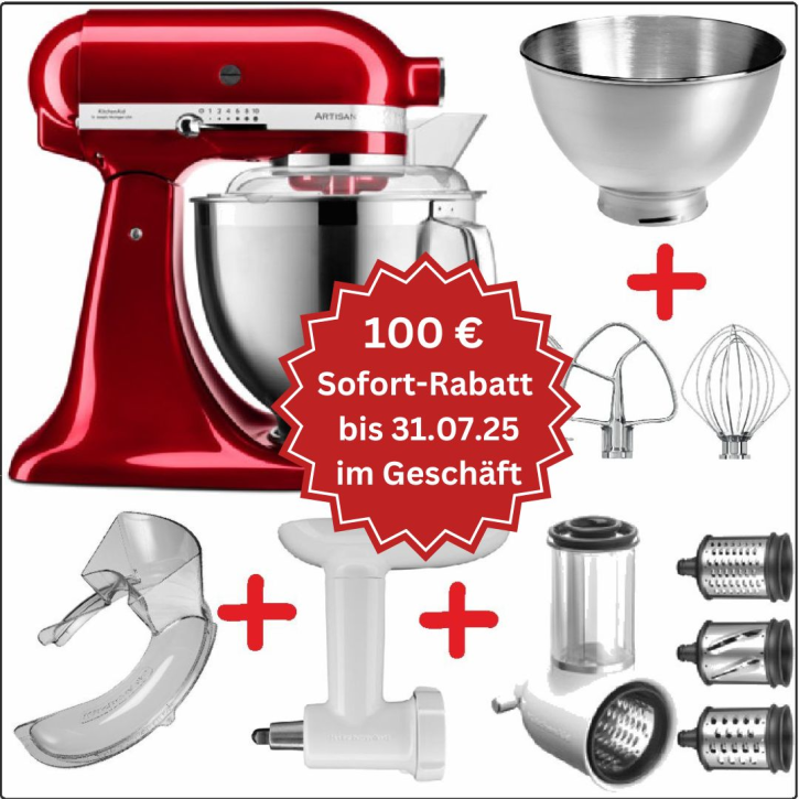 Set-Angebot A KitchenAid Artisan Premium 185 farbig plus 8 Teile GUSSEISEN SCHWARZ