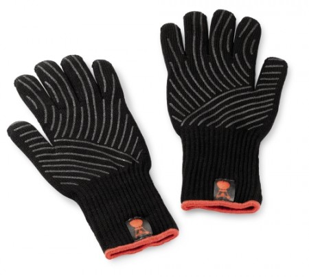 Grillhandschuh-Set aus Kevlar Schwarz, lang mit Silikonnoppen (L/XL)