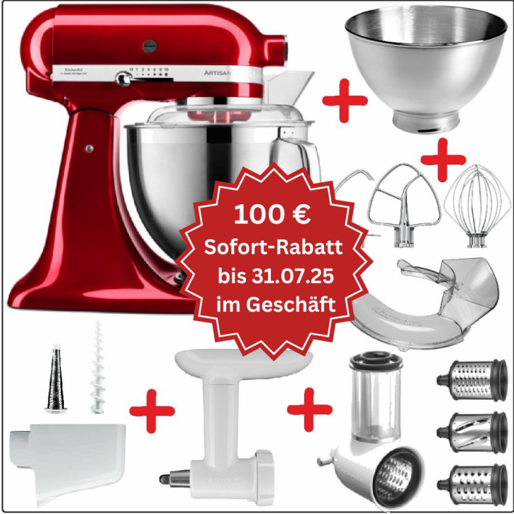 Set-Angebot B KitchenAid Artisan Premium 185 farbig plus 9 Teile MEDAILLON SILBER