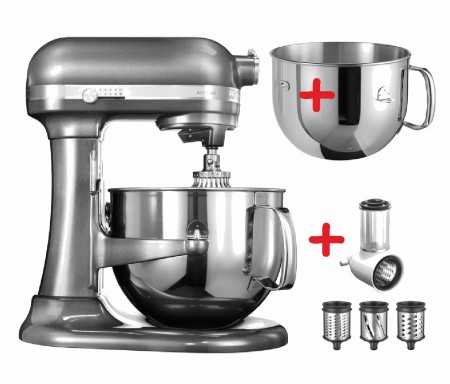 6,9 L-Artisan Küchenmaschine mit Schüsselheber medaillon silber