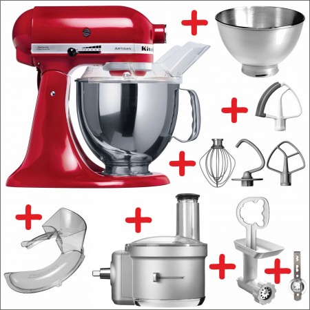 Set-Angebot 11 (Gemüse-Profi - Foodprocessor und Fleischfan-Set) Artisan 175 farbig plus 9 Teile